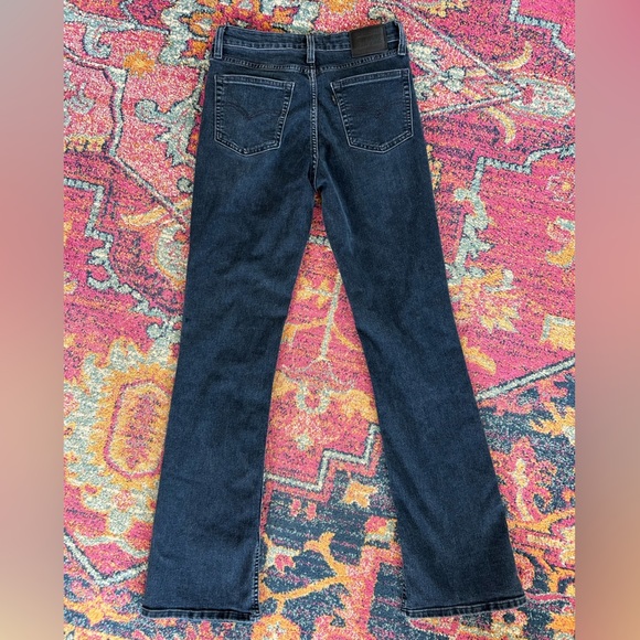 Levi’s | Women’s Dark Blue Premium 725 Highwaist Kickboot Side Slit Jeans, 28x34 - Picture 6 of 13